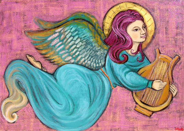 angel harp folk art