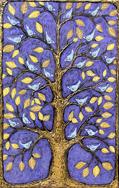 purple folk art tree blanchett