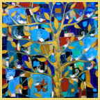 margaret blanchett folk art birds tree